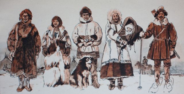 Dibujo de un grupo de esquimales